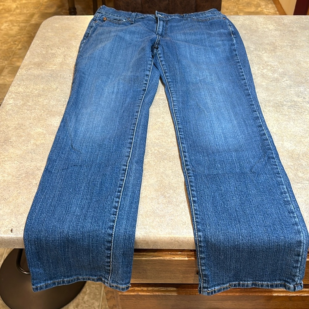 Women’s Levi Jean size 14 inseam measures about 30”